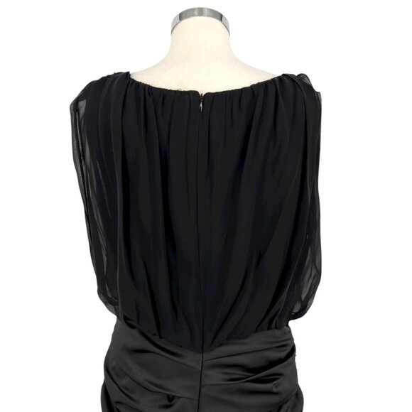 Saks Fifth Avenue Black Silk Blend Ruched Sleeveless Party Dress Size 12 - Picture 7 of 13